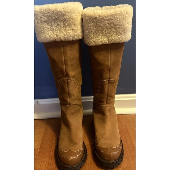 Hunter Steamboat Boots Amazonas Leather Shearling Trim Lug Sole Brown size 7 - Picture 1 of 14